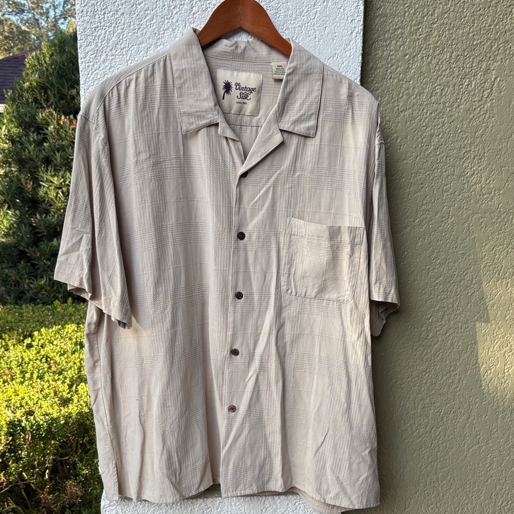 Vintage Silk Cream Textured Shirt XXL